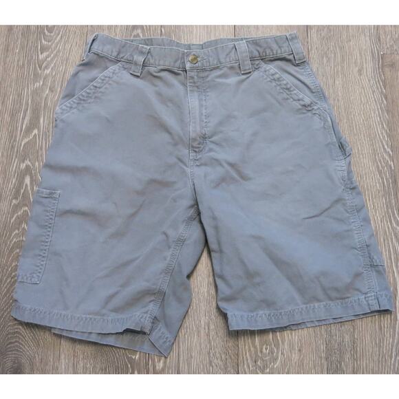 CARHARTT Cargo Work Casual Shorts Size 36 Men Original Fit Logo Cotton Gray - Picture 1 of 11